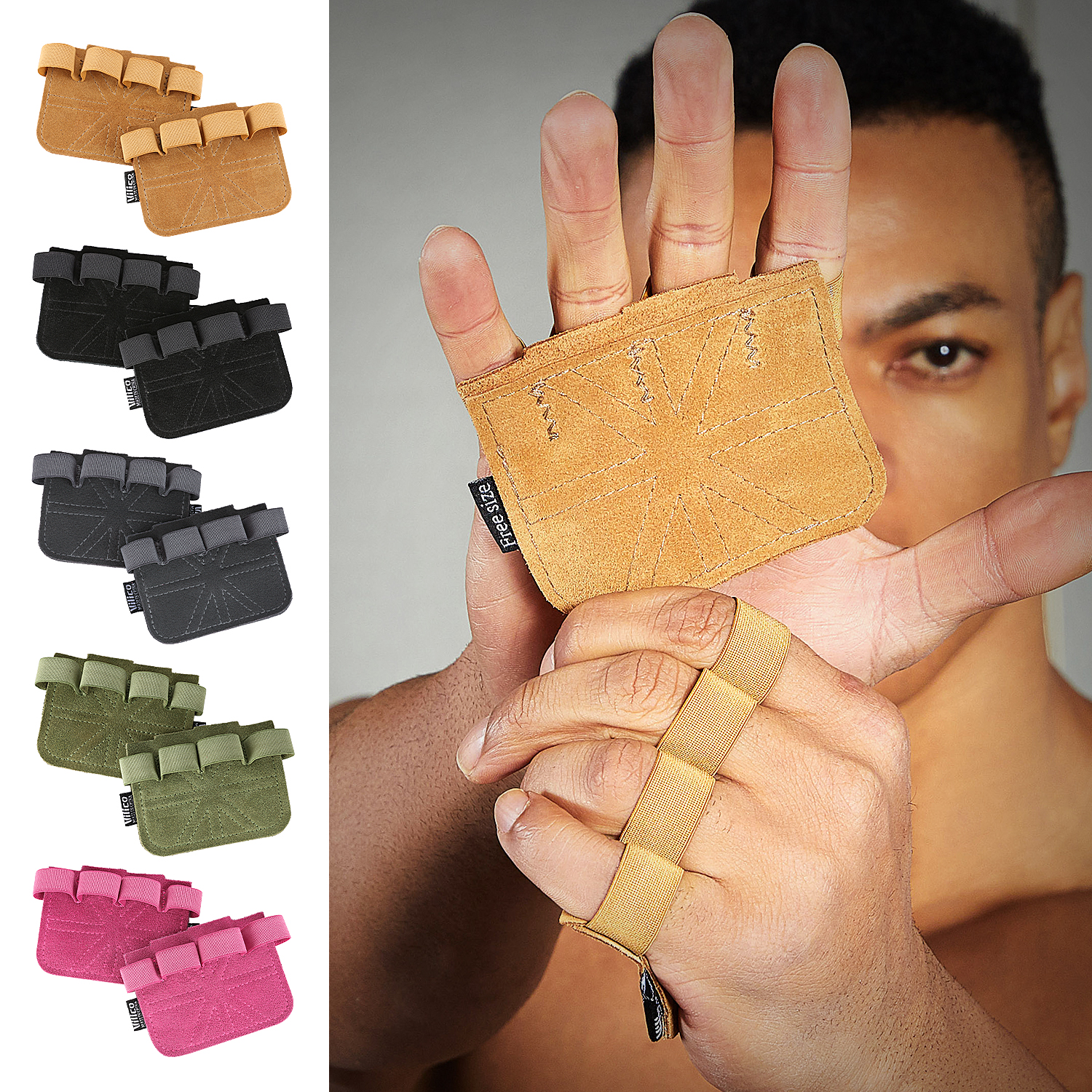 1 Pair Cowhide Gym Gloves Grip - Crossfit Workout Gear avaliação e preço