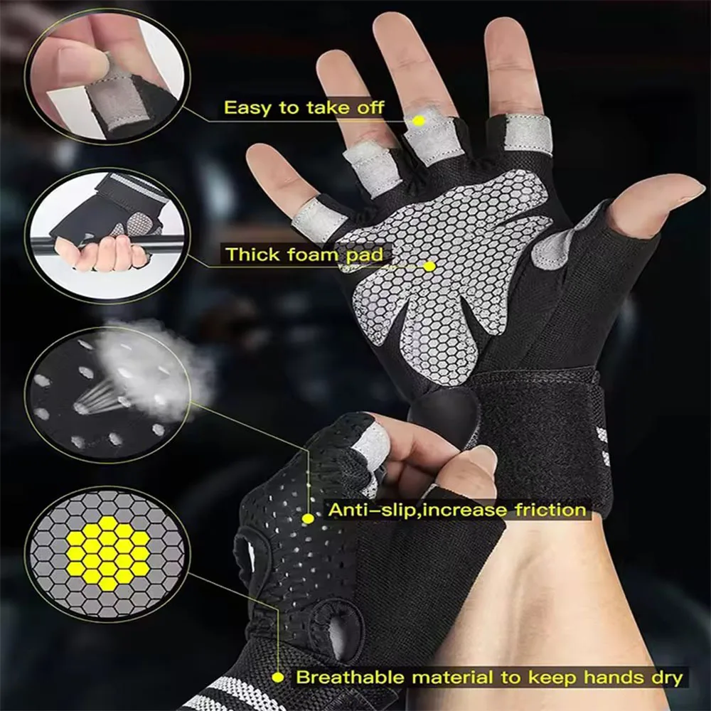 1Pair Half Finger Gym Fitness  - Crossfit Workout Gear avaliação e preço