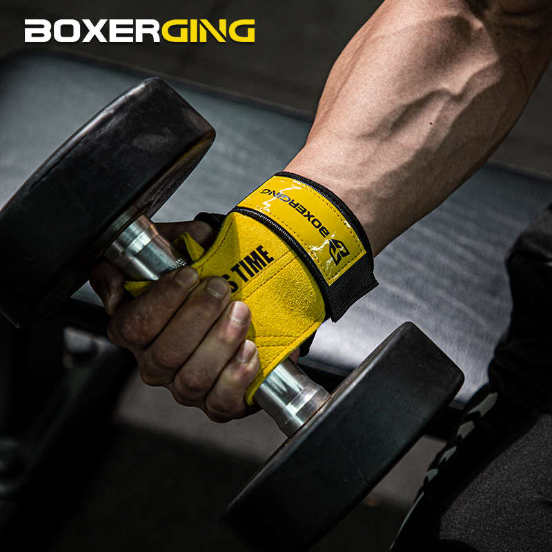 Cowhide Gym Gloves Grips Anti- - Crossfit Workout Gear avaliação e preço